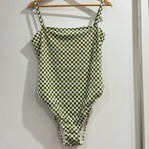 NWT - Holiday the Label | Vacation One Piece Swimsuit | Olive Check | XL